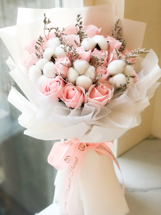 Light Pink cotton flower soap flower bouquet