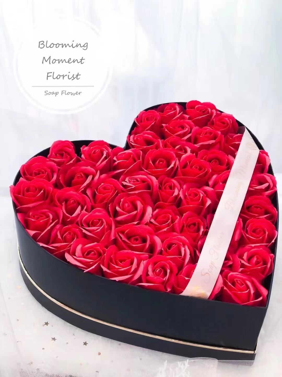 Red heart soap flower box