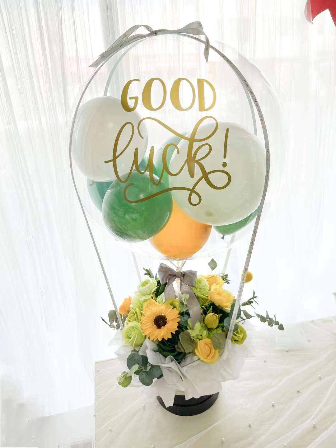 Best Wishes Bubble hot air balloon Soap flower basket
