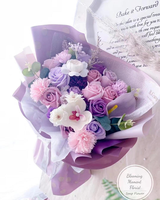 Royal Purple soap flower bouquet