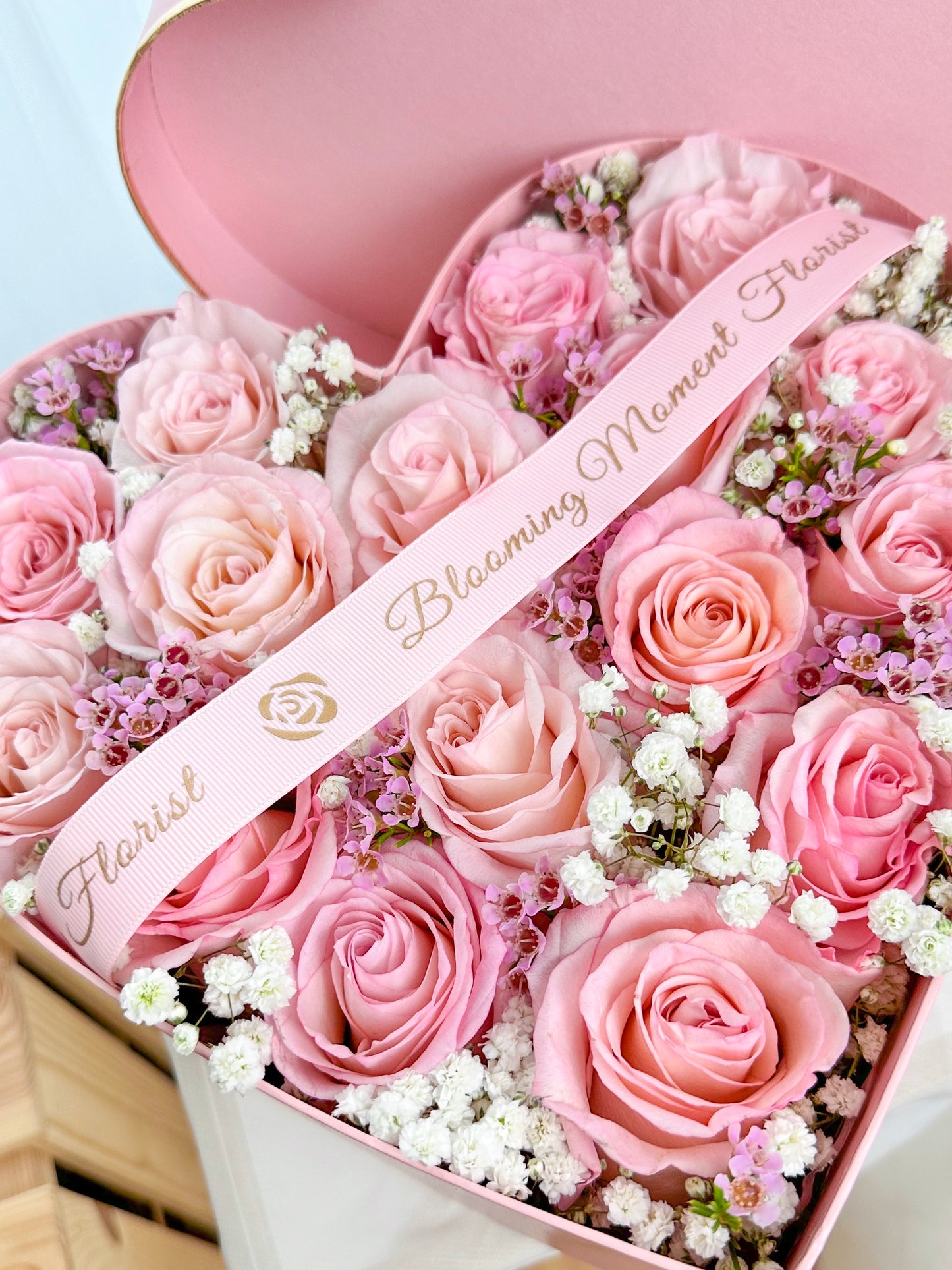 [FLOWER]粉红玫瑰心形礼盒