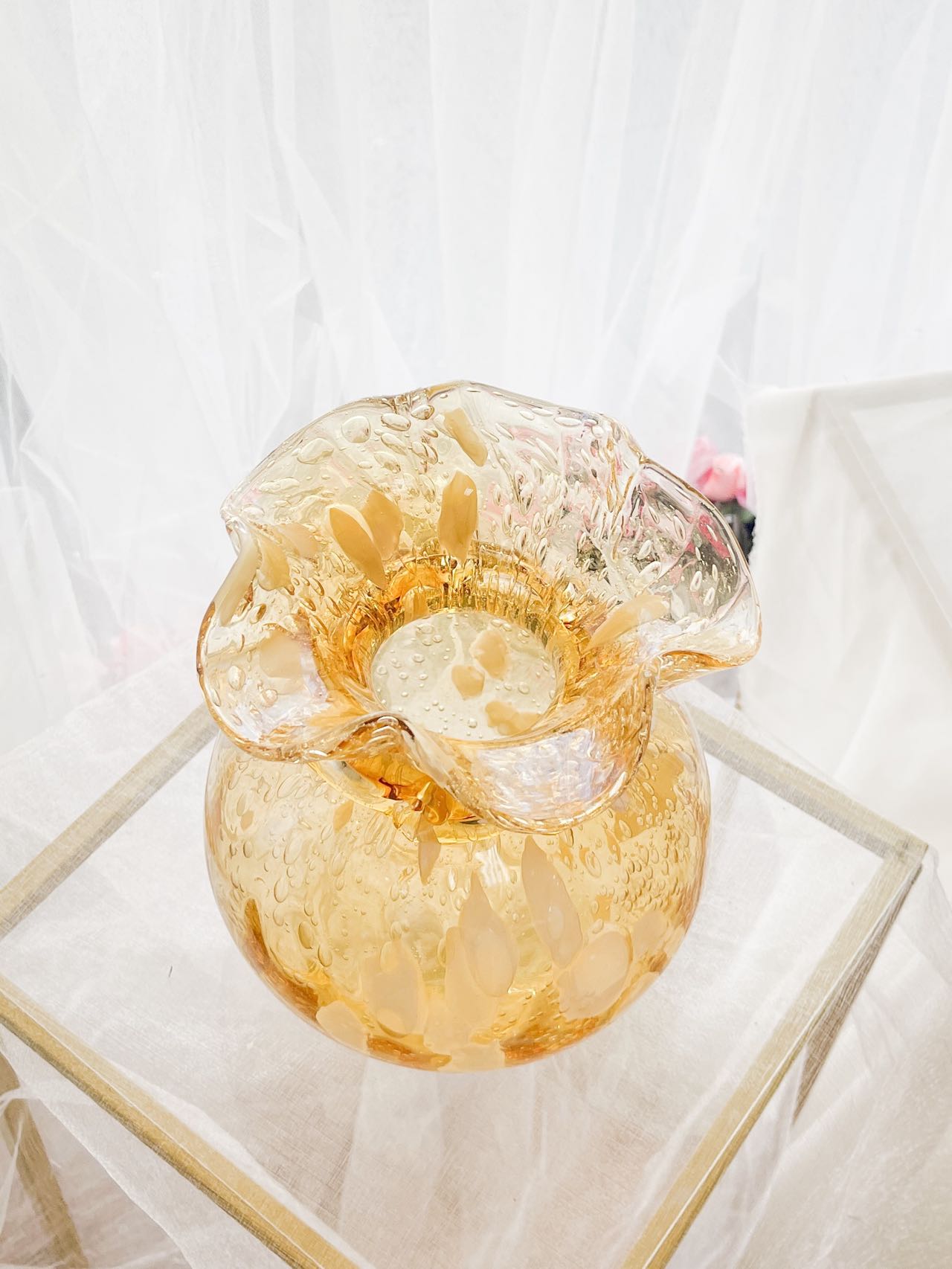 Golden Fortune Money bag Glass Vase