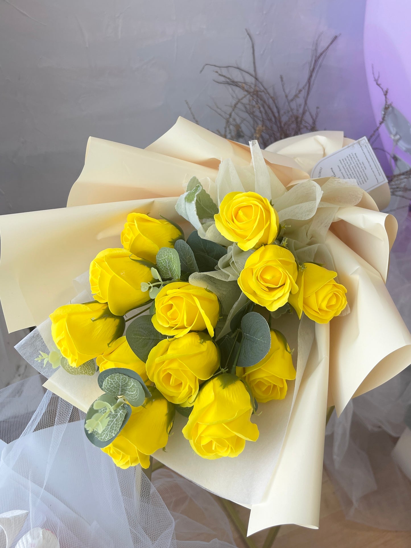 Lucky You Yellow Soap Flower Bouquet