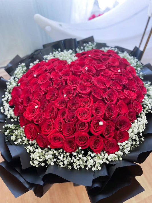 [FRESH FLOWER] 99 Heart shape red rose bouquet