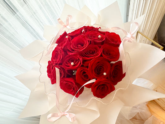 [FRESH FLOWER] Fancy Lace Red Rose Bouquet 2024Trend