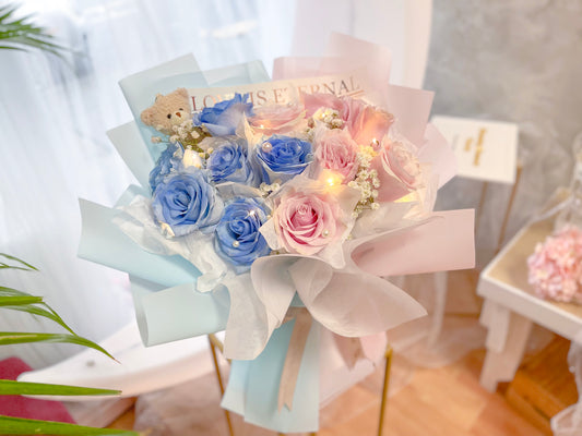 [FLOWER] 蓝粉色玫瑰花束