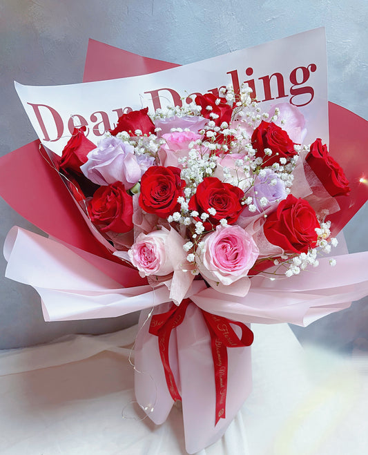 [FRESH FLOWER] Tri-color rose dear daring bouquet with led lights