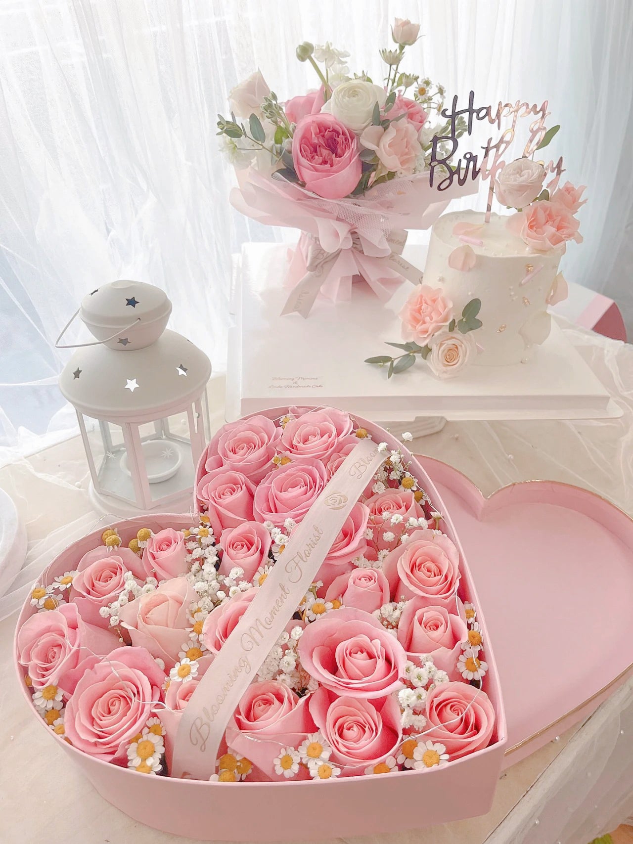 [FLOWER]粉红玫瑰心形礼盒