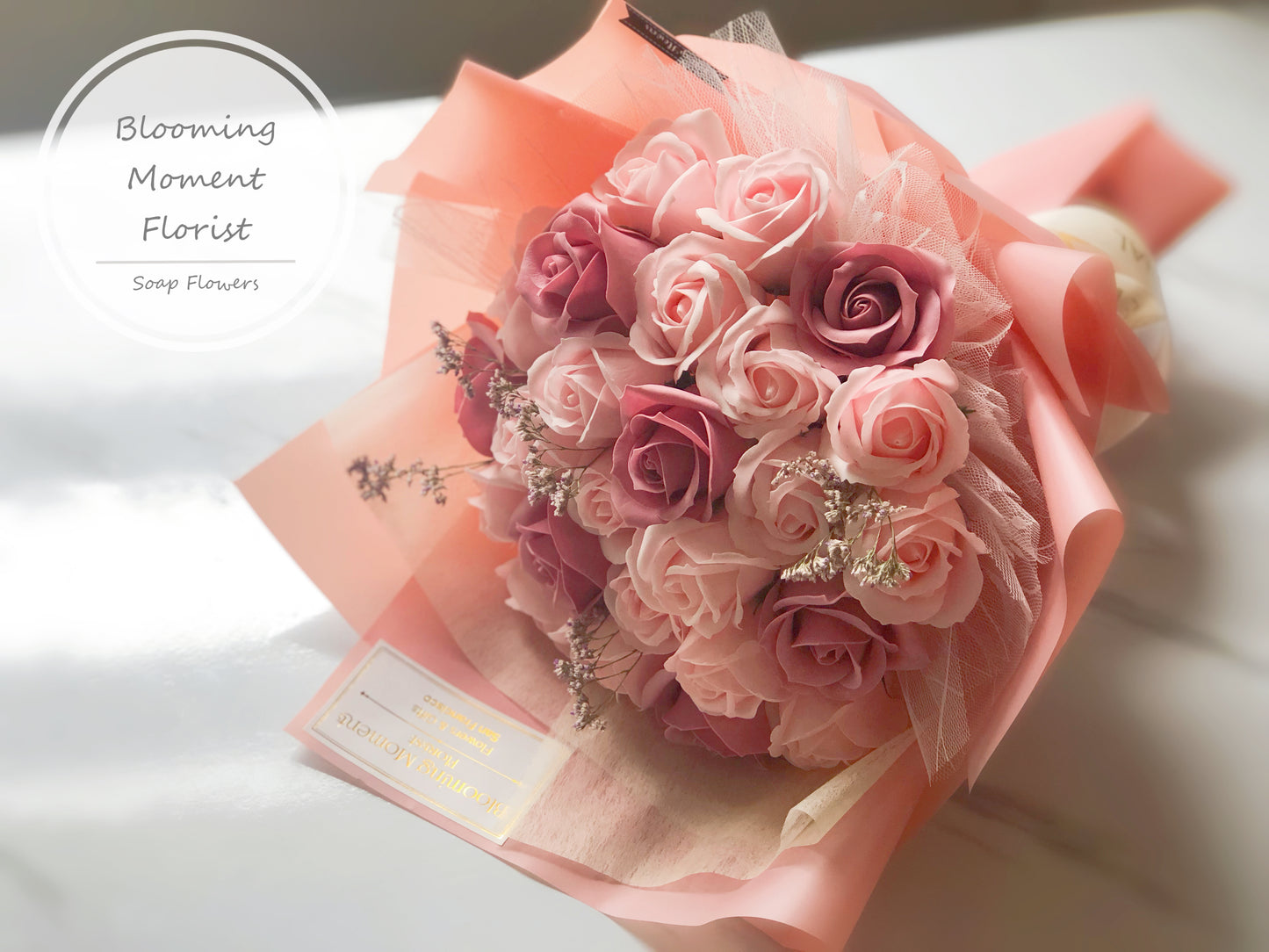 Blush Dusty Pink Soap Flower Bouquet
